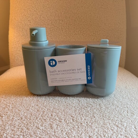 iDesign 3-Piece Bathroom Accessory Set, Soft Aqua - Picture 3 of 8